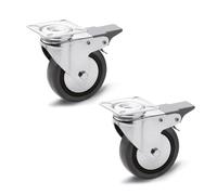 Ganter Normelemente Ruedas para aparatos, ruedas giratorias con bloqueo, 60 mm, 2 ruedas, 100 kg, revestimiento de goma, cuerpo de polipropileno, carcasa de acero, GN 22870-60-G-LF-L-ST