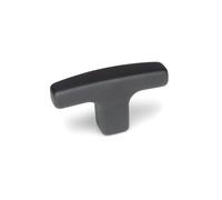 Ganter Normelemente Tirador para muebles, armario y cajón en forma de T, aluminio, negro, GN 563.2-55-M6-SW, rosca M6