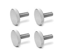 Ganter Normelemente Tornillos moleteados planos | tornillos moleteados (forma baja) | DIN 653-M4-16-NI | 4 unidades | acero inoxidable | Rosca: M4x16