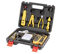 Gaobige Kit de herramientas de red, kit de herramientas de crimpado RJ45, crimpadora de paso Cat6 Cat5 Cat5e, rastreador de cables, herramienta de perforación 110/88, pelador, cortador, conectores de