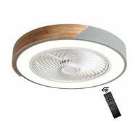 GaoHX Ventilador de techo de madera con iluminación LED, moderno Invisible Fan Lámpara de techo regulable, temporizador silencioso, lámpara de techo para salón, dormitorio, habitación infantil