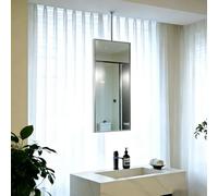 Gaommini Espejo con Marco de Metal Plateado, Espejo de Pared Rectangular Grande con Barra para Colgar en el Techo, Espejos de baño, Espejo Decorativo de tocador, Acero Inoxidable(50cmx60cm)