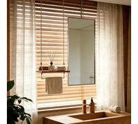 Gaommini Espejo de baño Plateado para Pared, Espejo Rectangular con Marco de Metal de Acero Inoxidable Cepillado, Espejo de tocador montado en el Techo para Dormitorio o Sala de Estar(40cmx60cm)