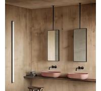Gaommini Espejo de Barra para Colgar en el baño, Espejo de Maquillaje de tocador Rectangular montado en el Techo, Espejo de Pared con Marco de Metal, Espejos Cuadrados flotantes(50cmx70cm)