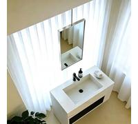 Gaommini Espejo de Pared de baño para Colgar en el Techo, Espejo de Maquillaje de tocador Plateado, Espejo Rectangular Decorativo Flotante para el hogar o el Hotel, Sala de Estar y Dormitorio