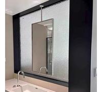 Gaommini Espejo Rectangular para Colgar en el Techo, Espejo de baño con Marco de Metal Plateado, Espejo de Pared suspendido, Espejo de Afeitar para Maquillaje - Pluma Personalizable(50cmx60cm)
