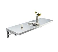 Gaommini Mesa Plegable de Acero Inoxidable, Escritorio de Pared Flotante para Cocina y Comedor, Estante abatible para lavandería, escritorios para Ordenador y Puestos de Trabajo(L80xW25cm/L31xW10in)