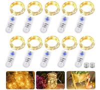 GAOUTO 10 unidades 2 m 20 LED cadena de luces con batería con temporizador, LED micro pilas de cobre para iluminación navideña para habitaciones, interiores, Navidad, exteriores, fiestas, bodas,
