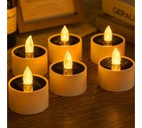 GAOUTO 6 velas solares para exteriores: velas solares para exteriores, velas solares para exteriores, impermeables, llama parpadeante, adecuadas para fiestas de jardín al aire libre, bodas