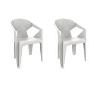 garbar Delta Set 2 Silla con Brazos Exterior | jardín, terraza, balcón, Picnic, Camping, Catering, Eventos, reuniones | diseño, Ligero, apilable | Blanco