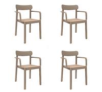 garbar Elba Set 4 Silla con Brazos Interior, Exterior | jardín, terraza, balcón, Salon, Cocina, Comedor | diseño, Ligero, apilable | Arena