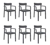 garbar Elba Set 6 Silla con Brazos Interior, Exterior | jardín, terraza, balcón, Salon, Cocina, Comedor | diseño, Ligero, apilable | Gris Oscuro