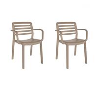 GARBAR Wind Set 2 Silla con Brazos Interior, Exterior | jardín, terraza, balcón, Salon, Cocina, Comedor | diseño, Ligero, apilable | Arena