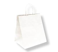 García de Pou 167.01 Bolsas Sos con Asas Traiteur 90 G/M2, 26 x 20 x 27 cm, Caja de 250 unidades, Blanco
