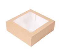 García de Pou 50 unidades - Cajas Pastelería Con Ventana 'Thepack' 240 G M2 Opp 23X23X7,5 Cm Natural Cartón Ondulado Nano-Micro