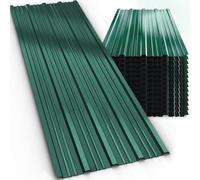 GARDEBRUK 14x Paneles Tejado Trapezoidales 110x46cm 7m² Verde | Chapas Onduladas, Perfiladas, Sandwich, Garaje, Caseta, Cobertizo, Construcción, Placas Acero Galvanizadas, Fácil Montaje