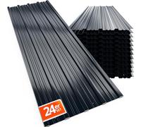 GARDEBRUK 24x Paneles para Tejado 129x46cm Galvanizadas Antracita | 14m², Chapas Onduladas, Revestimiento, Pared, Caseta, Perfiladas, Techo, Placa Sandwich Perforada, Cobertizo, Garaje