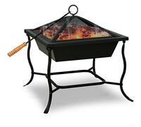 Gardebruk Brasero para Leña 45x45cm Hoguera Exterior Tapa y Atizador Pozo de Fuego Chimenea Jardín