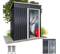 GARDEBRUK Cobertizo de Jardín Metálico 1,5m² Caseta Exterior Antracita | 185x165x90cm, Puerta Corredera, Chapa Galvanizada, Rejillas Ventilación, Portaherramientas, Guantes, Patio, Terraza, Candado
