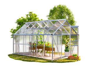 GARDEBRUK Invernadero Exterior de 7,2 m² 4 Ventanas 380x190 cm | Caseta de Aluminio, Vivero, Cultivos, Plantas, Flores, Grande, Tomates, Resistente, Paneles Policarbonato, Doble Pared