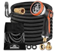 GARDEBRUK® Manguera de Jardín Extensible Flexible 7,5m 8 Funciones de Riego Adaptador 1/2' 3/4' Núcleo Látex Negro