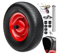 GARDEBRUK® Rueda de Carretilla Repuesto Neumático con Eje Llanta de Acero Recambio 4.80/4.00-8 Ø390mm Resistente Capacidad Carga hasta 200 Kg Transporte Jardín Obra