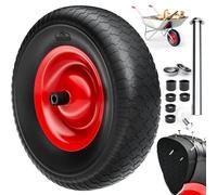 GARDEBRUK Rueda para Carretilla PU Antipinchazos Negro | Goma Maciza, 4.80/4.00-8, Llanta Acero 390mm, Carga 200Kg, Perfil Diamante, Resistente, Rodamiento Bolas, Recambio