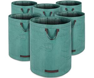 GARDEBRUK® Sacos de Jardín 6 Unid. x 280L Capacidad 50Kg Bolsas Residuos Hojas Reutilizables Asas Estables