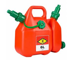 GARDEMAX Bidón Combinasdo doble 6 L + 2,5 L, gasolina, polietileno de alta densidad (HDPE) compatible con el sistema de llenado AUTO-STOP de Husqvarna