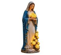 Garden Lamps Statue - Resin Waterproof Decorative Lights Lantern | Outdoor Decor Lanterns | For Lawn Patio Porch Outside Yard Backyard Pathway Balcony Virgin Mary With Roses LED Illumination Catholic