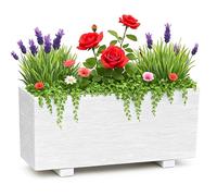 Garden Pley - Jardinera Exterior Alicante de Hormigón 79x29x36 cm, Blanca | Maceteros grandes exterior y jardineras exteriores grandes; jardinera rectangular exterior de hormigón modelo Alicante