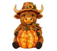Garden Solar Statues Waterproof - Resin Outdoor Cow Pumpkin Decoration Cow