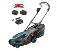 Gardena - Cortacésped a batería de 18V PowerMax 37/36V P4A, ancho de corte 37 cm, 2 baterías Li-Ion de 4,0 Ah, cargador 14638-20
