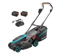 Gardena - Cortacésped a batería de 18V PowerMax 37/36V P4A, ancho de corte 37 cm, 2 baterías Li-Ion de 4,0 Ah, cargador 14638-20