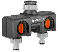 Gardena Distribuidor 2 vías 08193-20, negro/naranja, para grifo 3/4" y 1", 10 x 10 x 5 cm