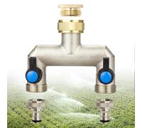 Gardena Distribuidor de 2 vías, distribuidor de agua de 2 vías con 3 adaptadores de 3/4 pulgadas a 1/2 pulgadas, grifo de agua, distribuidor de agua de latón de 2 vías para 2 dispositivos, mangueras