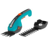 Gardena Mango telescópico con ruedas incluye accesorio para tijeras cortacésped para una postura erguida al cortar los bordes del césped, Turquesa/Negro/Naranja, 36 x 13