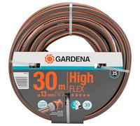 Gardena Manguera de jardín con perfil de agarre eléctrico, Presión de ruptura de 30 bar, Dimensionalmente estable, Resistente a los rayos UV, Color Negro/Gris/Naranja, 30 m