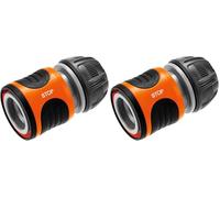 Gardena Power Grip 18213-20 - Conector stop, 13 mm (1/2"") y 15 mm (5/8""): conector con Aquastop, gran agarre de la manguera, cambio sencillo (Paquete de 2)