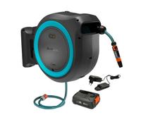 Gardena PowerRoll - Enrollador de tambor inalámbrico de 18V PowerRoll XXL, con manguera de 40 m, 1 batería de 2,5 Ah Li-Ion, cargador, color turquesa 18645-20