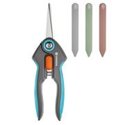 Gardena set de tijeras Freshcut: Tijeras de recolección de acero inoxidable para cortar con precisión hierbas, bayas o flores, hoja de 47 mm, incl. tapa de seguridad y carteles (12212-36)