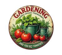 Gardening Chiahh Tuerhaapy Tomates - Letrero redondo de metal vintage para hogar, bar, jardín, decoración de pared interior y exterior, póster de metal retro de 8 x 8 pulgadas