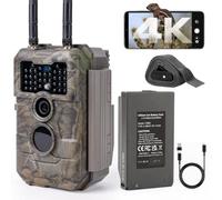 GardePro E6 2.0 Pro Camara Fototrampeo 4K WiFi, Batería de 7800 mAh, Alcance Wi-Fi de 50 Metros, 64MP Cámara Caza, IP66 Cámara Fototrampeo con Envío al Móvil