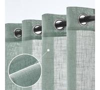 Gardine & Vorhang: Cortinas modernas de lino con ojales para ventanas de salón y dormitorio, juego de 2 unidades, 140 x 175 cm, color azul