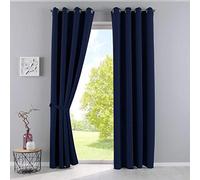 Gardinenbox Newyork Cortina Opaca térmica con Ojales para Aislamiento acústico, protección UV, 201920600-2, Poliéster, Azul, H225 x B140 cm (2er Pack), 2