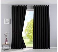 Gardinenbox Opacas Newyork Cortinas térmicas Blackout Ojales con Aislamiento acústico, protección UV, 201920600-2, Poliéster, Negro, H225 x B295 cm (2er Pack), 2