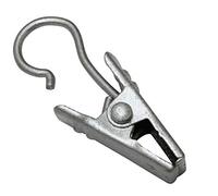 Gardinia 10 Ganchos para Anillos de Cortina y Barras de Cortina, Ganchos de Cortina con Pinza, 10 Unidades, Metal Plateado Mate