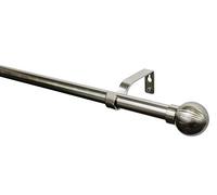 Gardinia 30951 Set de barra de cortina esférica, 1 unidad, diámetro de 16/19 mm, 120-210 cm, aspecto de acero inoxidable, metal