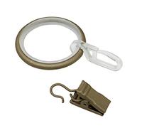 Gardinia 32444 - Anillas de Cortina con Forro Deslizante, Gancho y Pinza de Metal, para Capuccino de 19 mm de diámetro, 10 Unidades, 3,9/3 cm, 10, 3,9/3,0 cm