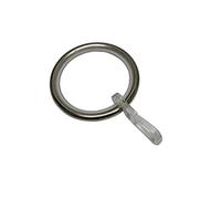 GARDINIA Anillas para Barra de Cortina de 25 mm de diámetro, Incluye Inserto Deslizante y Ganchos Plisados, 10 Unidades, Ancho de 4 mm, Metal, Acero Inoxidable